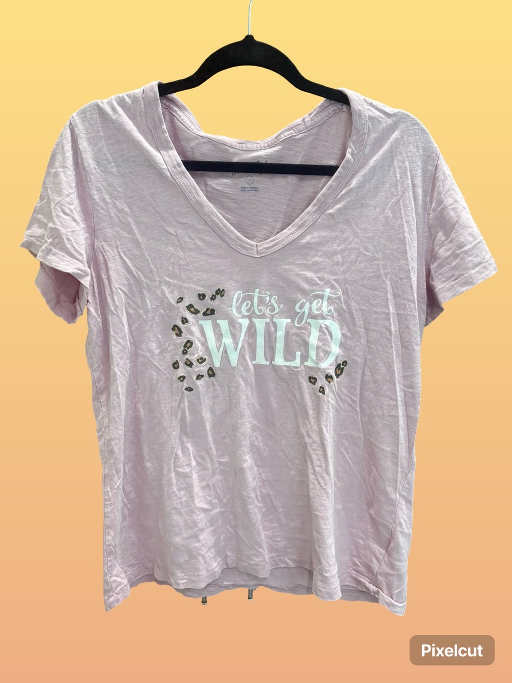Women's Light Pink 'Let's Get Wild' V-Neck Graphic Tee